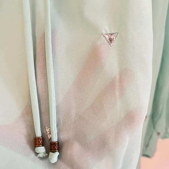 NWOT HAYDEN LA MINT GREEN CHIFFON PEASANT TOP PLUS SIZE 1XL - Picture 7 of 9